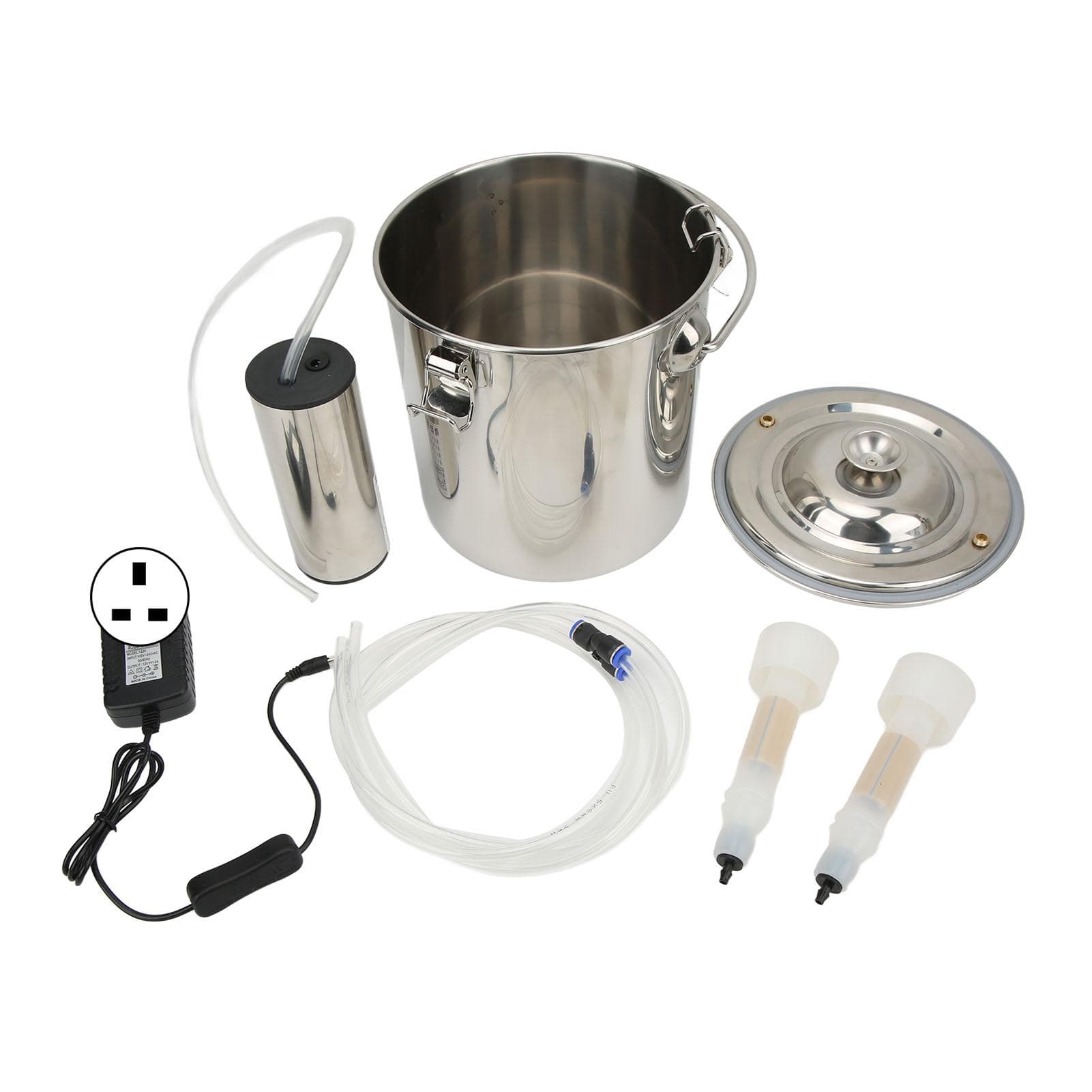 7L Goat Milking Machine Goat Milker with 304 Stainless Steel Bucket for Cattle Sheep UK Plug