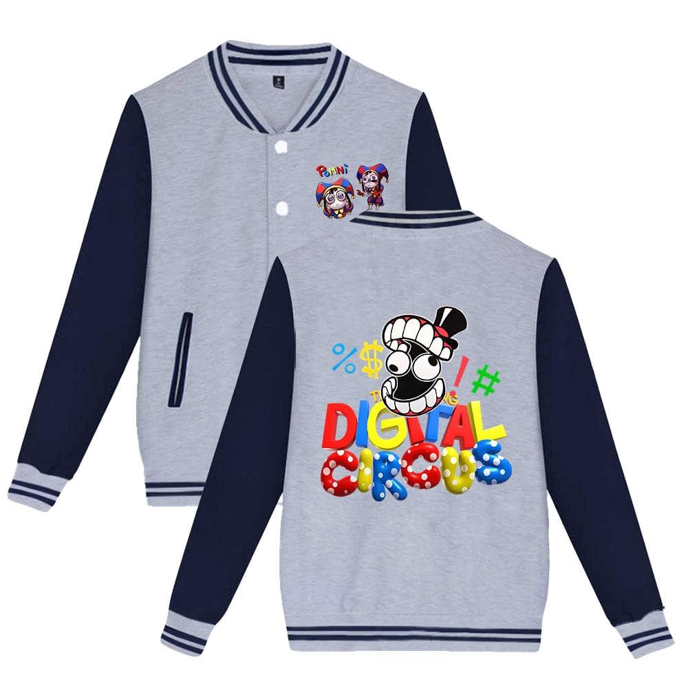 Fashion The Amazing Digital Circus Baseball Jacket Men Women Hip Hop Harajuku Jackets Streetwear Kids Boys Girls Loose College Coats S grey