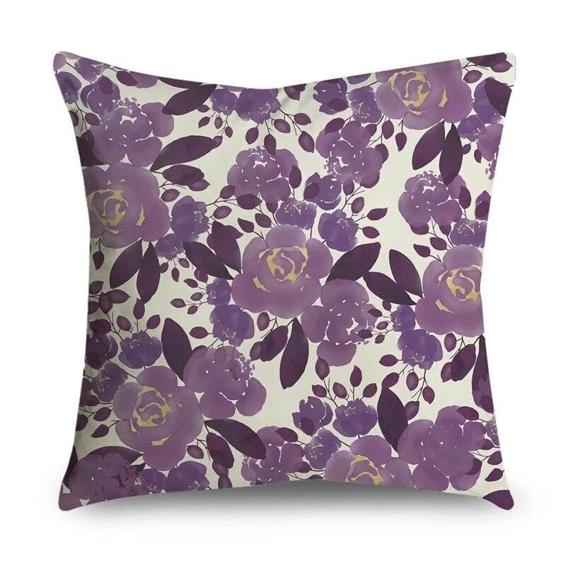 Floral Geometric Printing Car Sofa Decorative Pillowcase Home Pillow Purple Pattern Cushion Cover 45x45cm