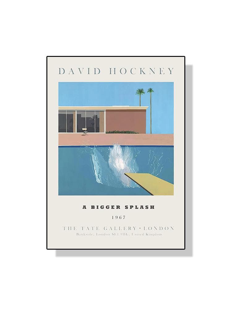 David Hockney Artwork Exhibition Poster Canvas Painting Abstract Pool Deckchairs Wall Art For Living Room Home Decoration 70x100cm No Fram