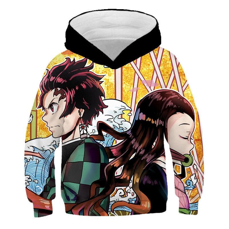 Boys Demon Slayer Hoodie Children Hooded Clothes Kids Long Sleeve Tops New Anime Series Cartoon Fashion Clothing 140