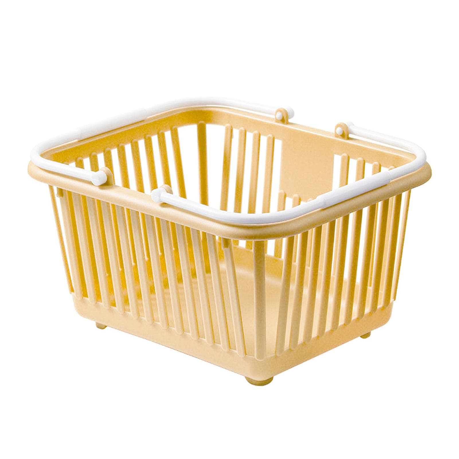 Mini Storage Basket Multifunctional Compact Plastic Organizer Basket with Handle for Desk Lake Blue yellow