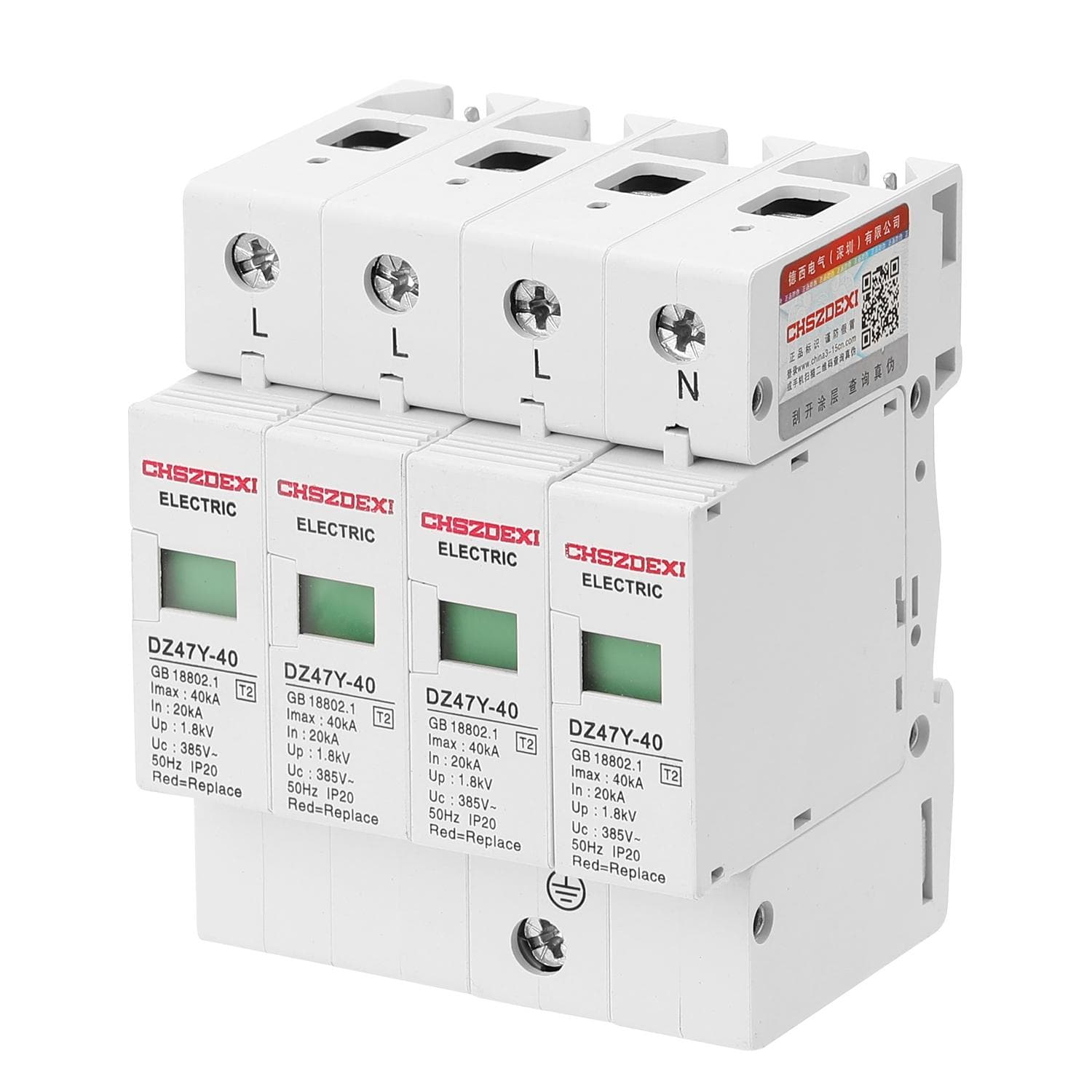 DZ47Y-40KA 385V SPD House Surge Protector Protective Low-voltage Arrester Device 4P Protection multicolour