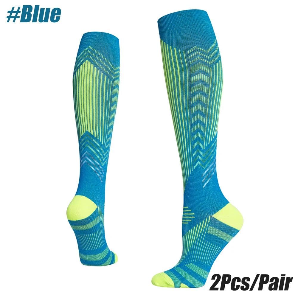 1 Pair Compression Socks for Men Women 15-20 MmHg Support for Running Nurses Flight Pregnancy Circulation Athletic Socks XXL blue