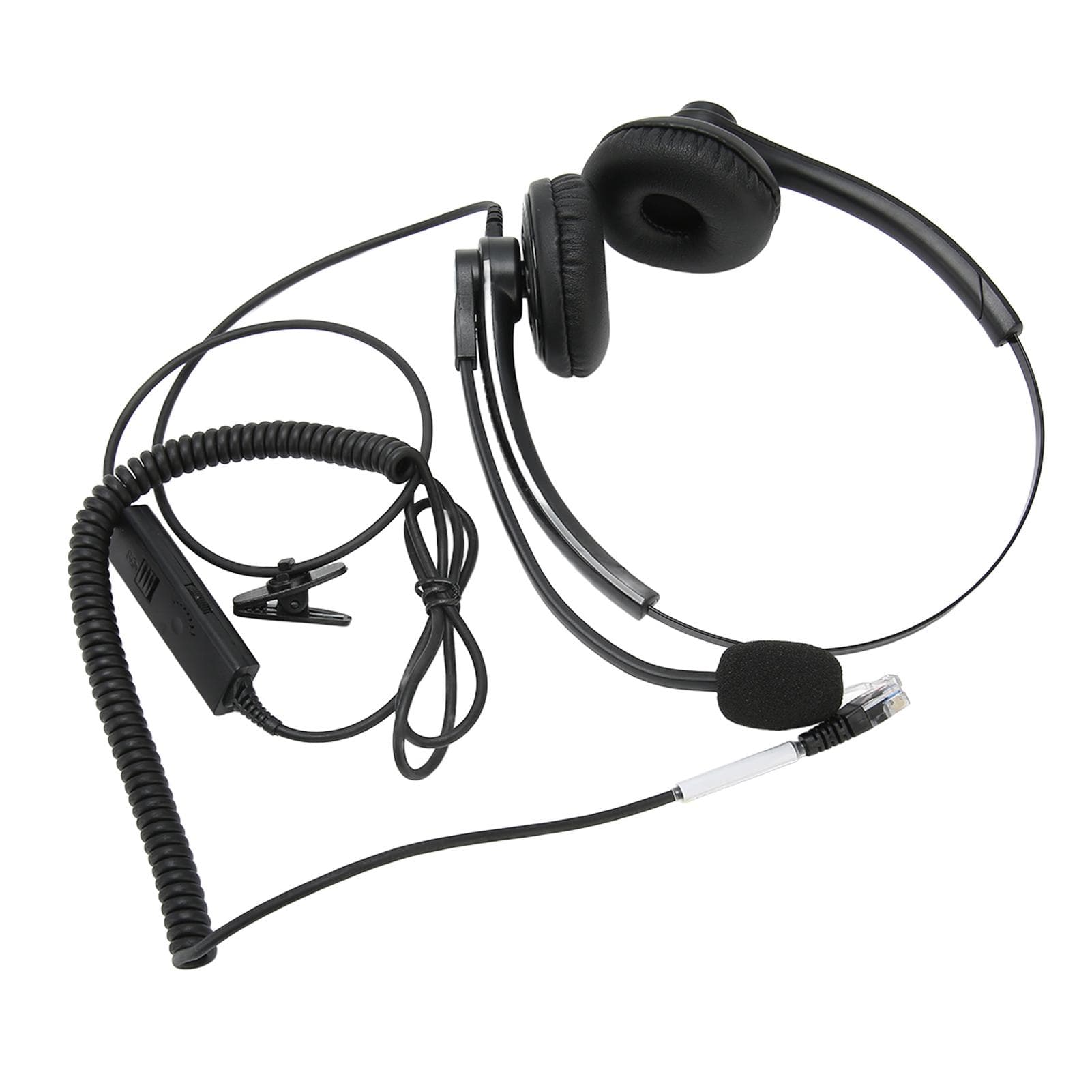 Wired Telephone Headset Noise Reduction Binaural Business Headphone with Mic for Call Center