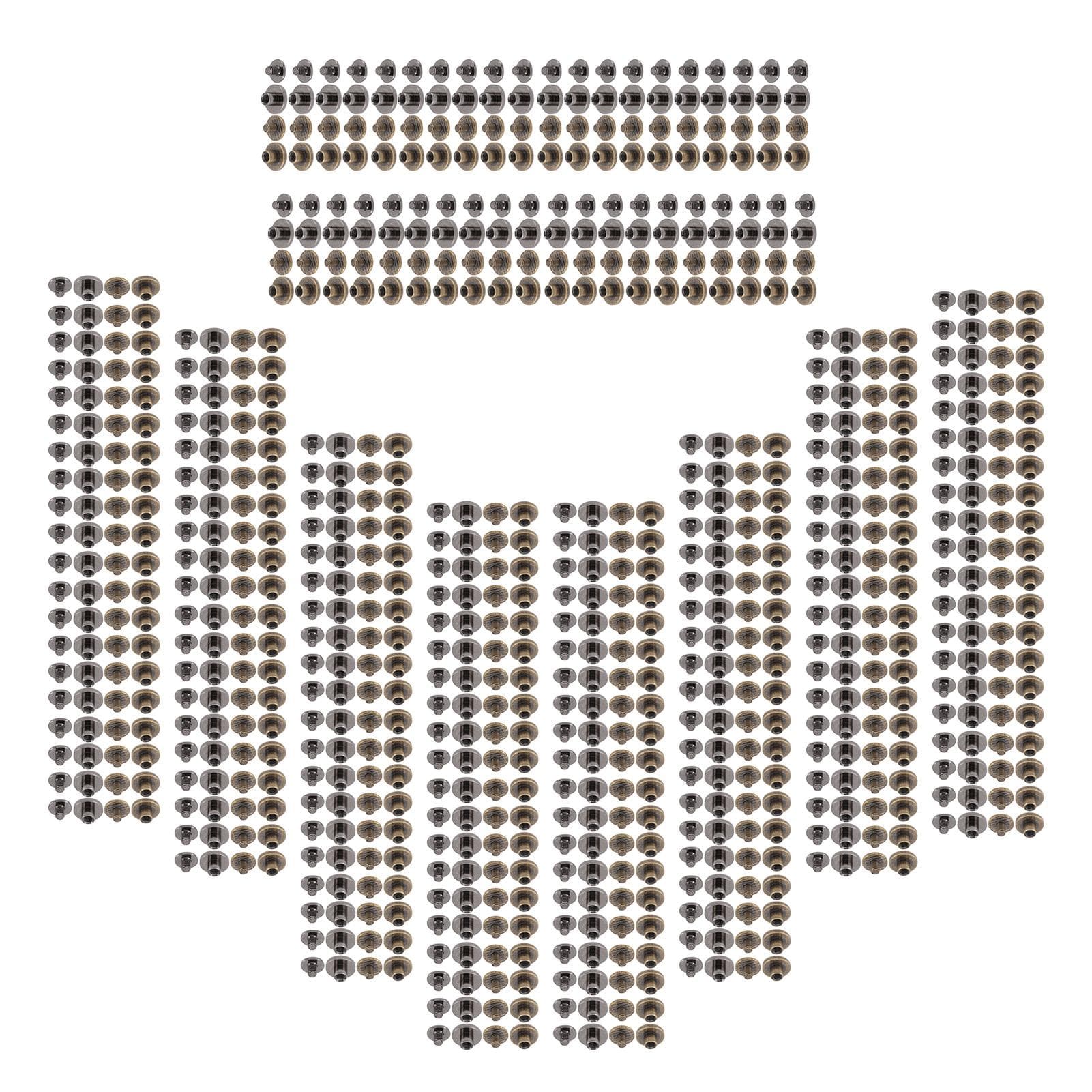 200 Set Chicago Screws 0.4x0.2in Nickel Coated Brass Bronze and Silver Black Color Leather Rivets