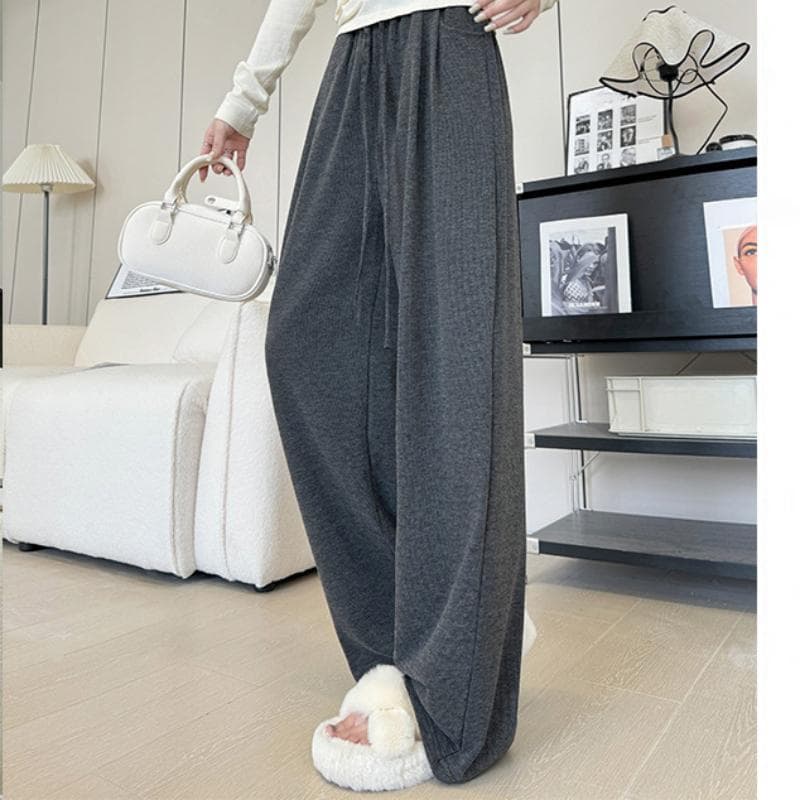 Fleece Glutinous Rice Pants for Women In Autumn and Winter New Style Velvet Pants Draped Lazy Casual Pants Straight-leg Slimming Soft Wide-leg Pants XL
