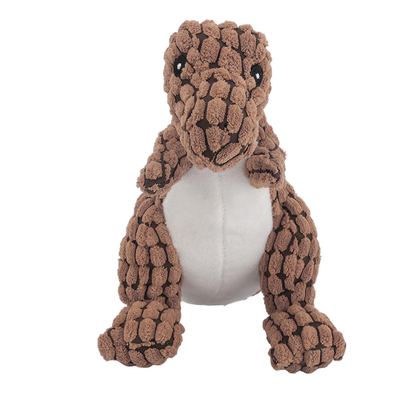 Dog Squeaky Toy Teeth Cleaning Bite Resistant Interactive Dinosaur Shape Plush Puppy Chewing Toy Small light brown