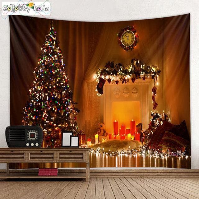 Blue Sky And Snow Wall Hanging Tapestry Christmas Wall Hanging Tree Wall Hanging Gorgeous Christmas Tree Fireplace Gifts 95x73cm