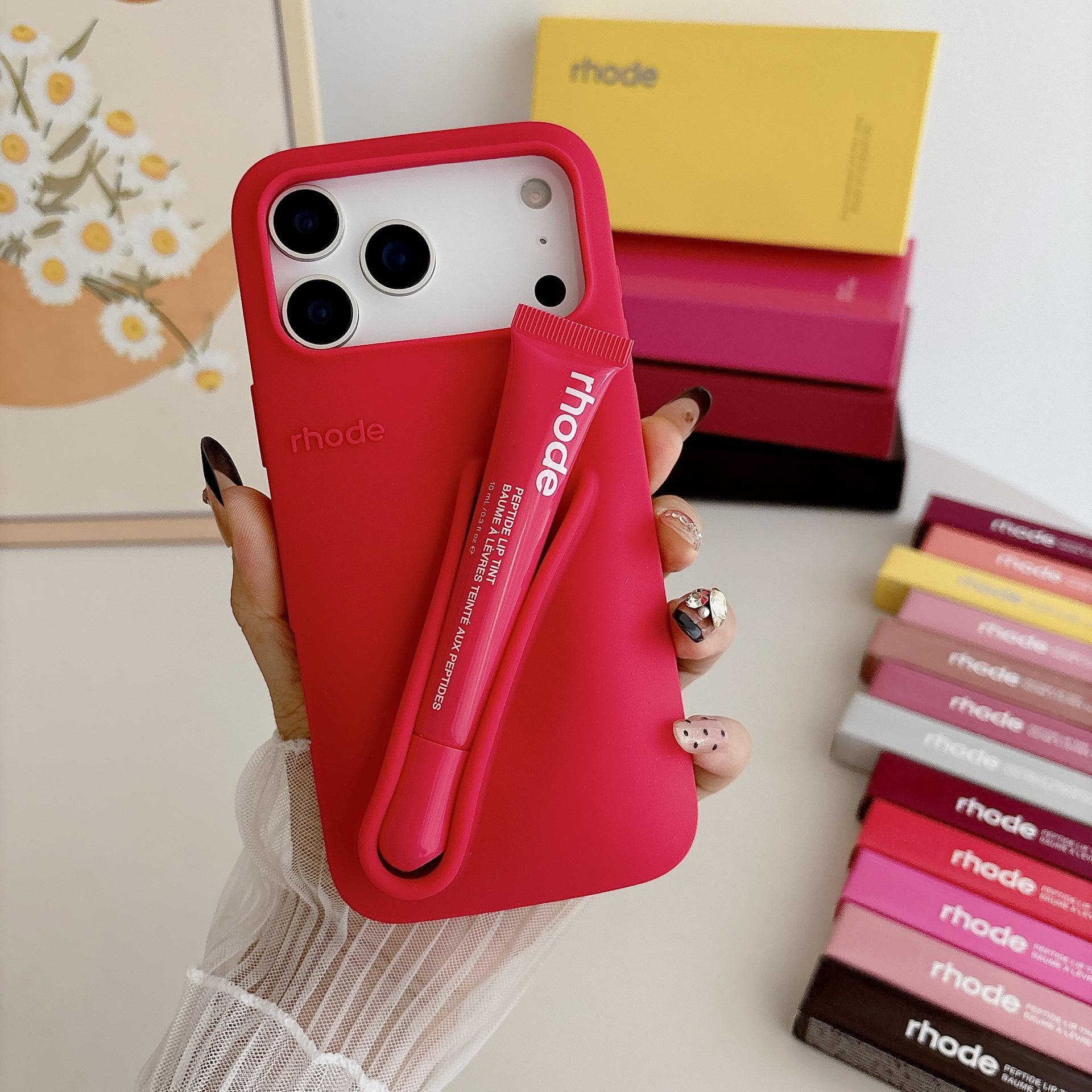 Hailey's Silicone iPhone Case with Lipstick Holder for iPhone 13, 14, 15, 17 + Gift Box iPhone 16 Pro Max