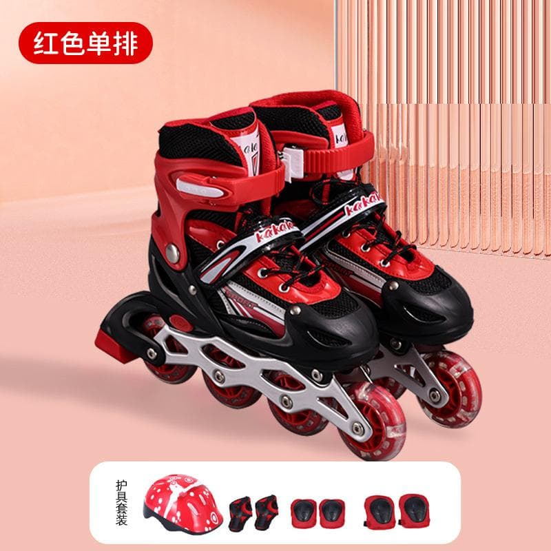 Children's Professional Full Set of Inline Roller Skates, Beginner Men's and Women's Skates, Adult Single Flash Skates L size 39-42