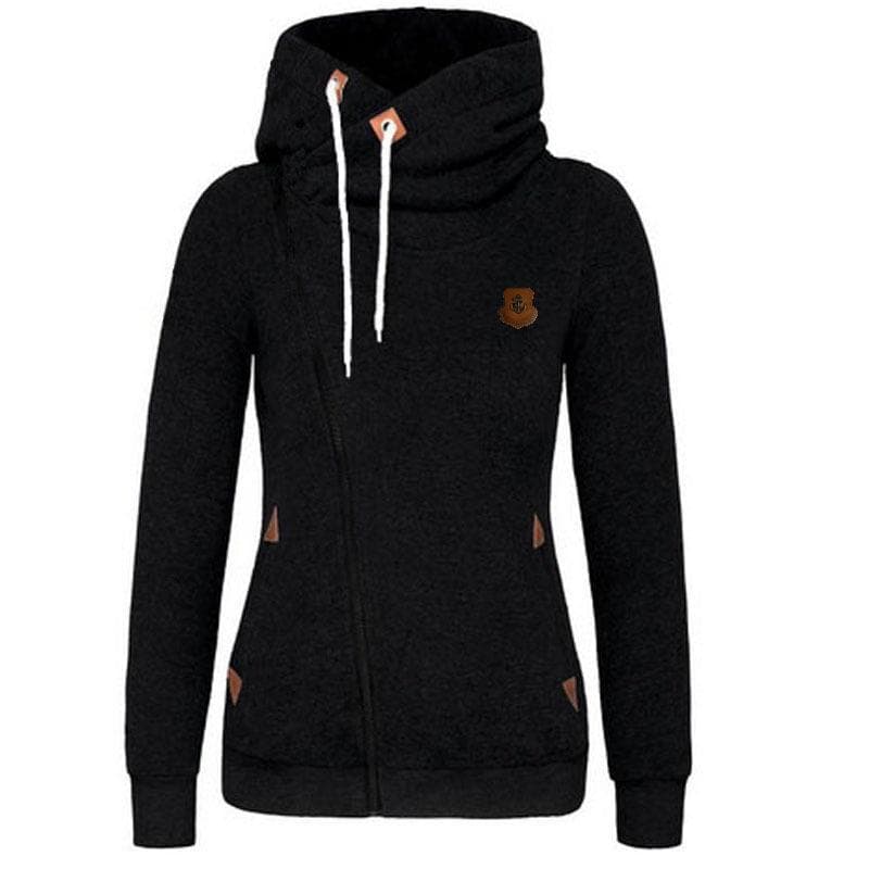 2024 Women's Sports Cardigan with Side Zipper and Hood XL black