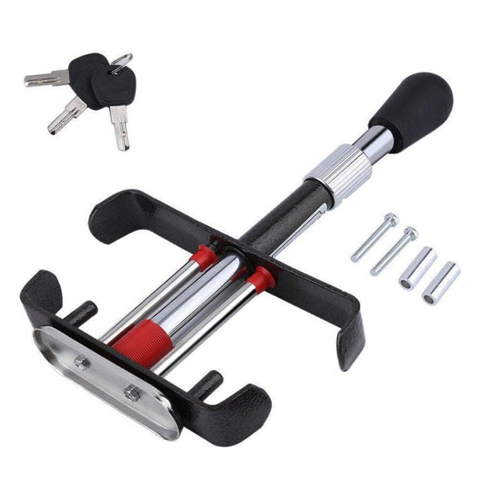 Car AntiTheft Lock Retractable Foot Pedal Clutch Lock Heavy Duty Brake Pedal Lock with 3 Keys for black