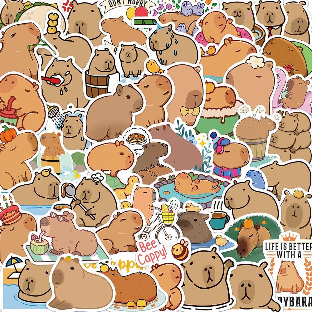 10/50pcs Cute Capybara Stickers Capybara graffiti Stickers for DIY Luggage Laptop Skateboard Motorcycle Bicycle Sticker 10PCS
