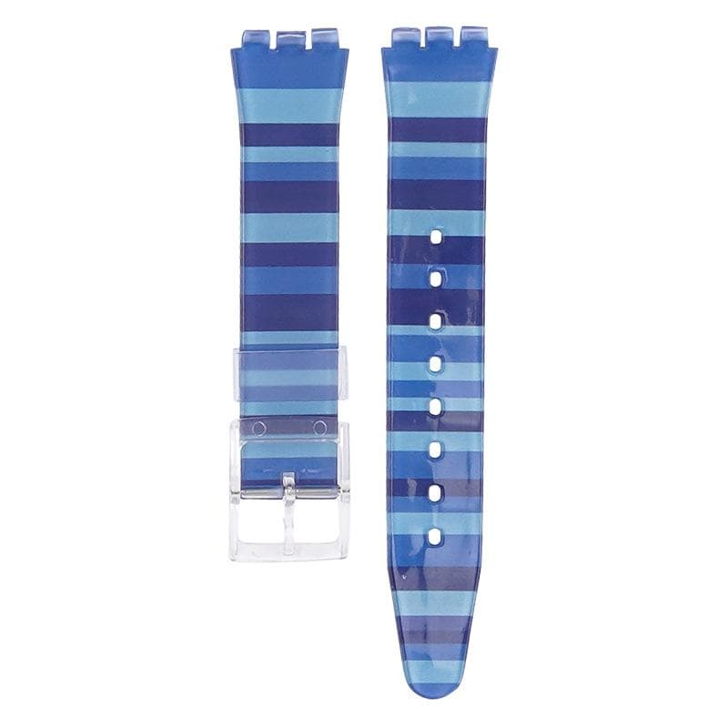 Watch Strap PVC Belt for Swatch 16mm 17mm 19mm Watch Accessories Soft Jelly Color Waterproof Rubber Wristband Bracelet with Tool 17mm blue