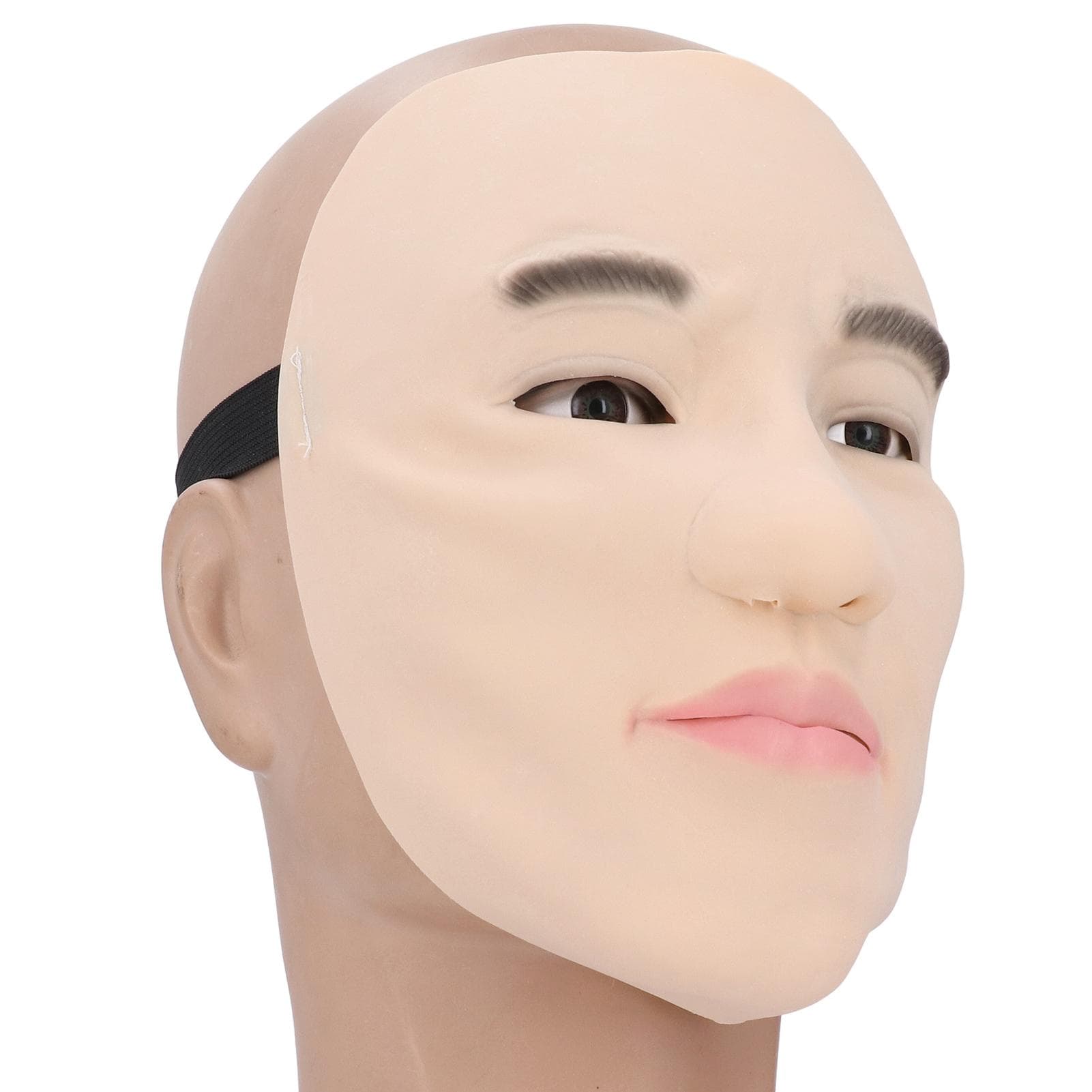 Latex Face Cover Soft Elastic Reusable Half Face Man Realistic Cosplay Latex Prop for Parties and