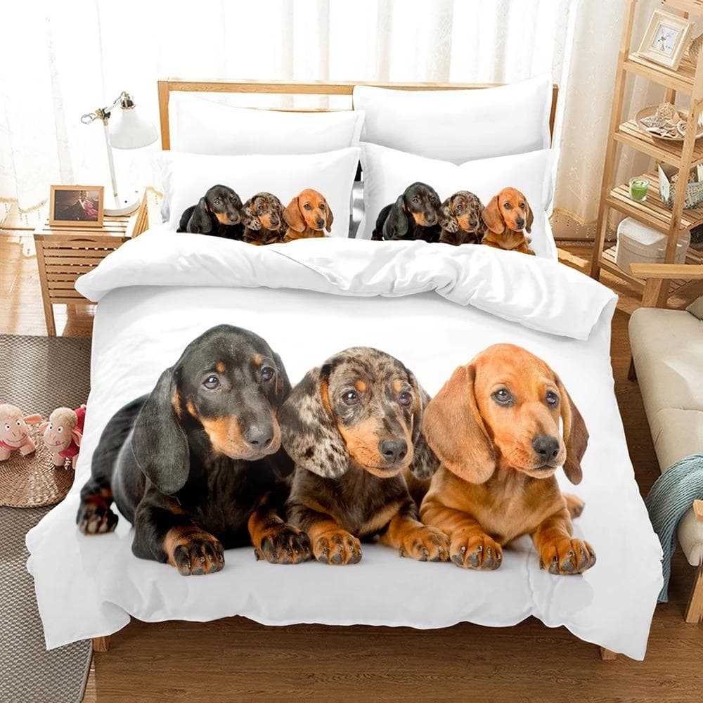 Cute dog Bedding Set Single Twin Full Queen King Size Pet dog Bed Set Aldult Kid Bedroom Duvetcover Sets 3D Print 035 70x133cm 2pcs