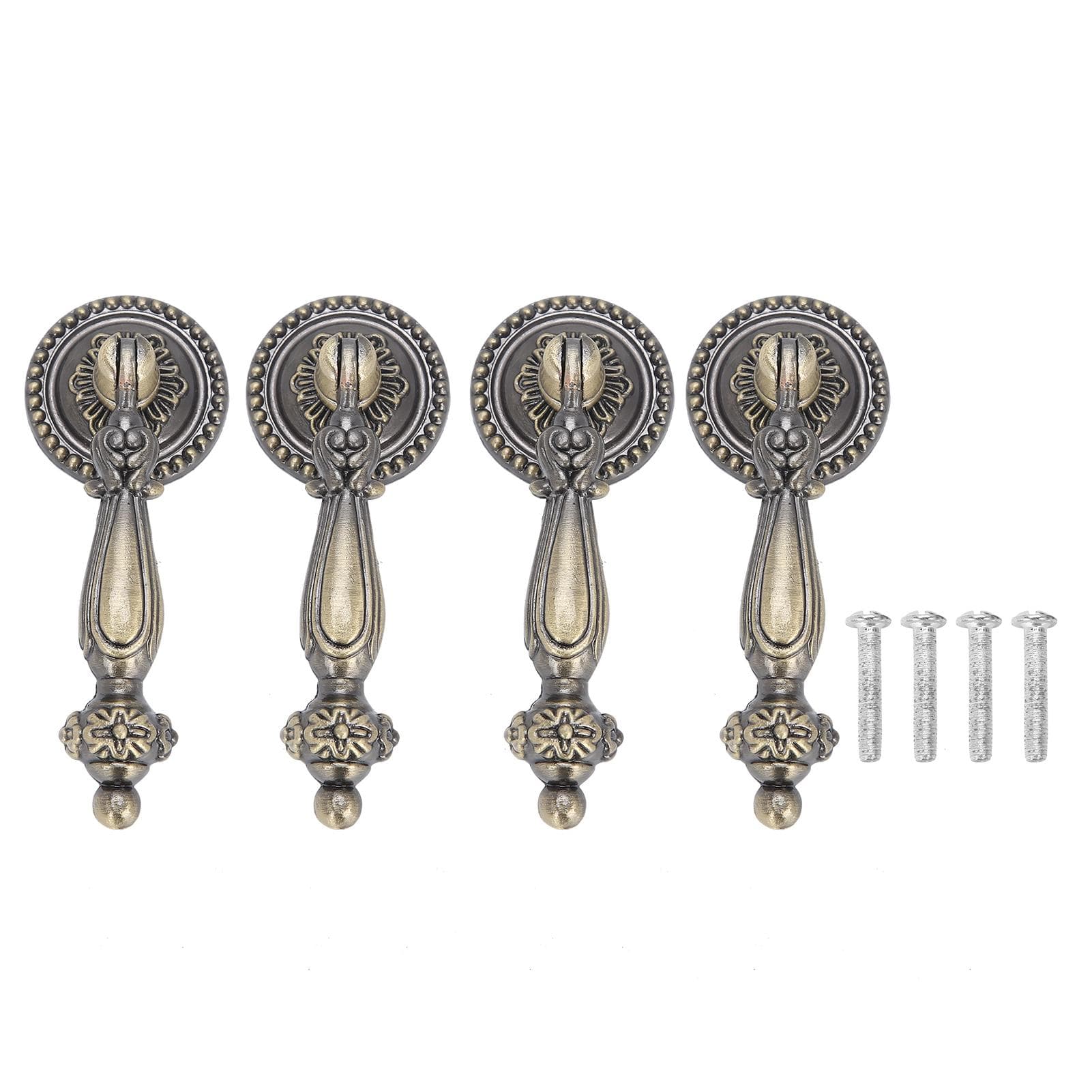 4 Sets Bronze Handles Single Hole Decorative Pull with Mounting Screws Furniture Accessories