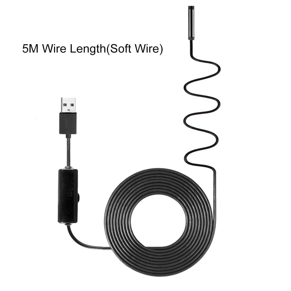Industrial Endoscope Borescope Inspection Camera Built-in 8pcs LEDs 8mm Lens IP67 Waterproof USB 5m Soft wire