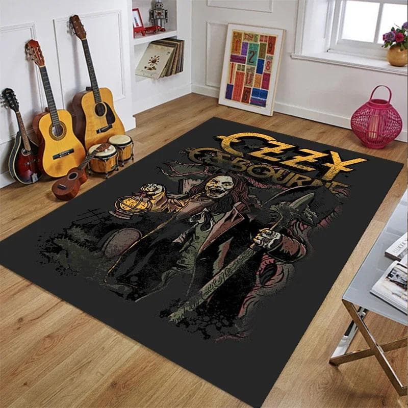 Ozzy Osbourne Band Printed Carpet Living Room Bedroom Fashionable and Aesthetic Anti slip Carpet Photography Props Birthday Gift 160cm by 120cm