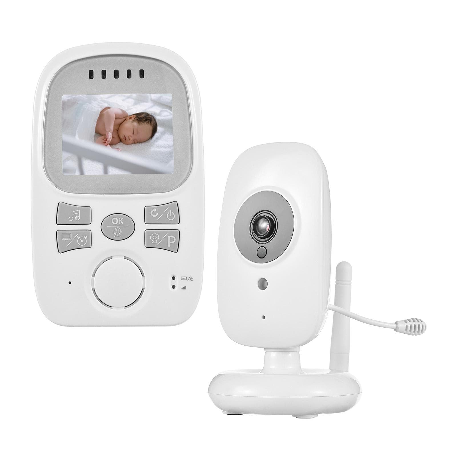 2.4 Inch Video Monitor with Camera Full Angle LCD Display Two-way Communication Temperature Display white