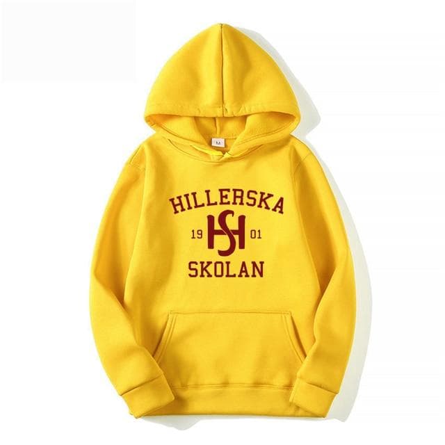 Young Royals Hillerska Skolan Hoodie Hillerska Skolan Unisex Hooded Sweatshirt Graphic Hoodies Long Sleeve Pullover Tv Show Tops XXL yellow