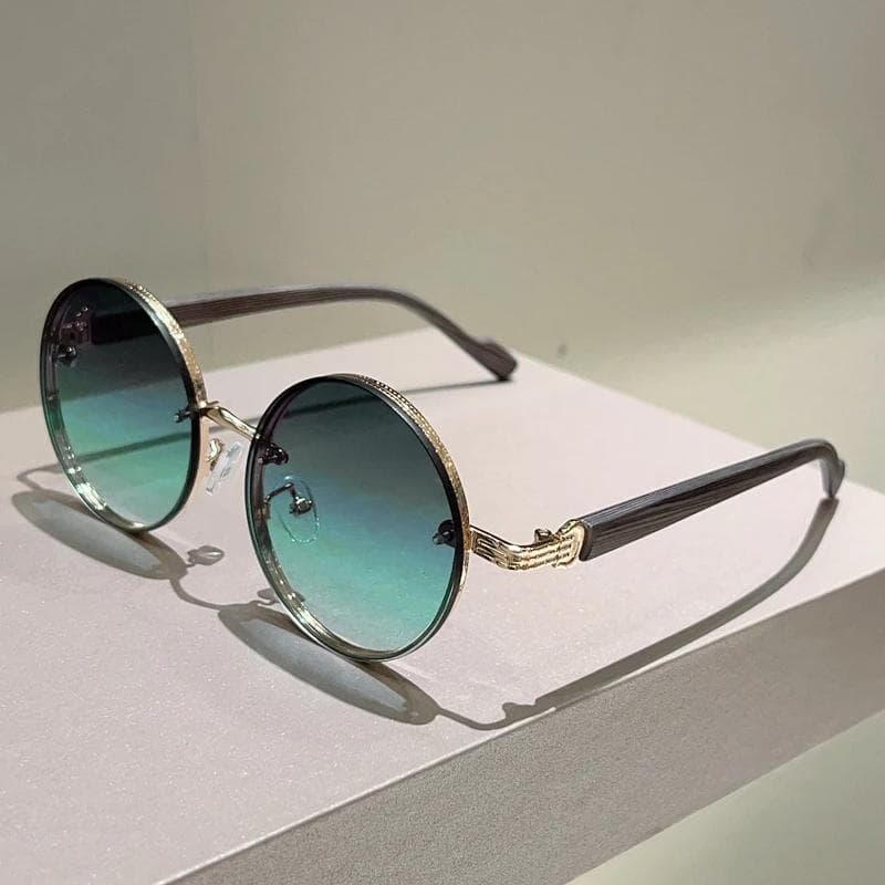 KAMMPT Vintage Round Sunglasses Men Women Gradient Lens Luxury Brand Design Trendy Casual Shades Multi Color Sun Glasses as picture shows