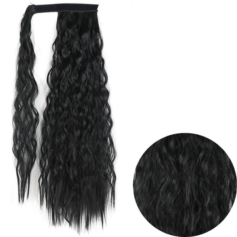 MISS WIG Women Fashion Long Wavy Wrap Around Ponytail Synthetic Fiber Long Curly Cosplay Daily Wear Wavy Hair Extensions 55 cm