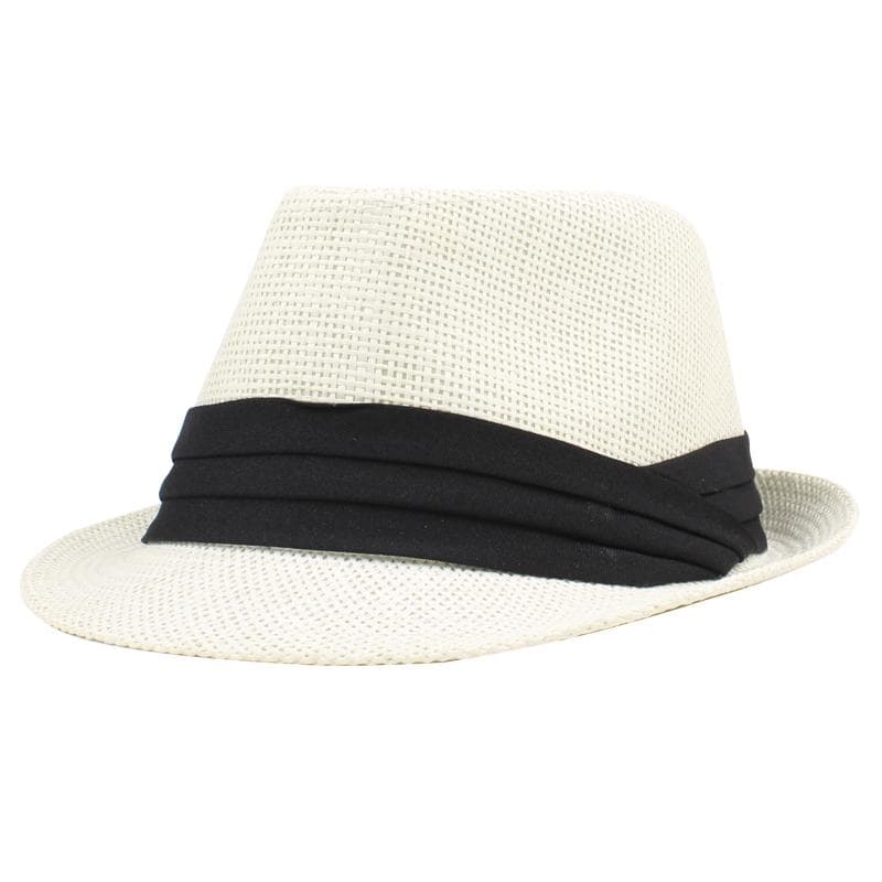 Fashion Men Women Straw Hat Contrast Ribbon Fedora Curly Brim Unisex Panama Jazz Trilby Hat Cap