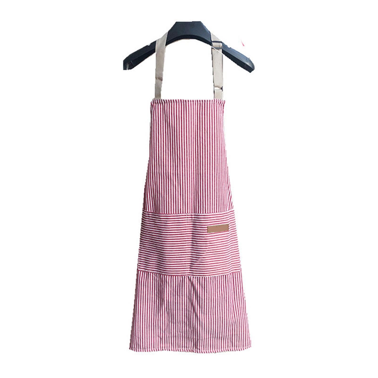 2 Pcs Kitchen Cooking Apron with 2 Pockets Adjustable Bib Chef Apron for Men Women Black Strip red
