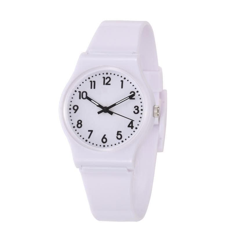 Children Multi Colors Rubber Band Watches Kids Quartz Wristwatch Child Girls Boy Clock white