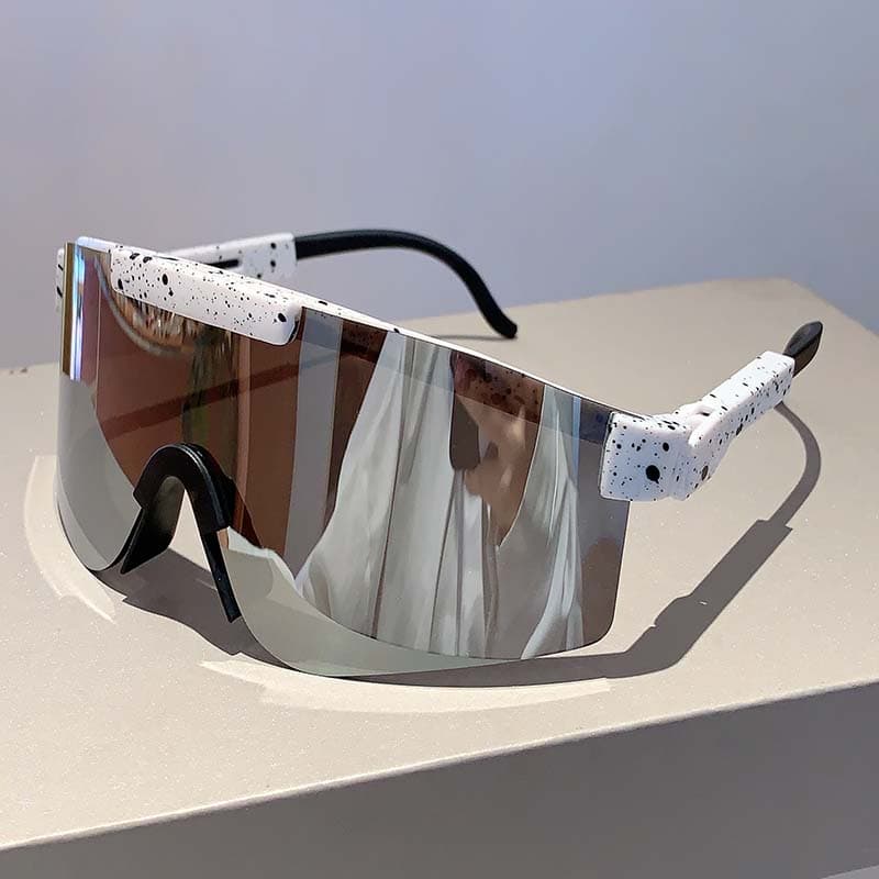 KAMMPT Oversized Sports Sunglasses Wrapped Round Mirror Lens Trendy Futuristic Punk Cycling Goggles for Men Outdoor without case