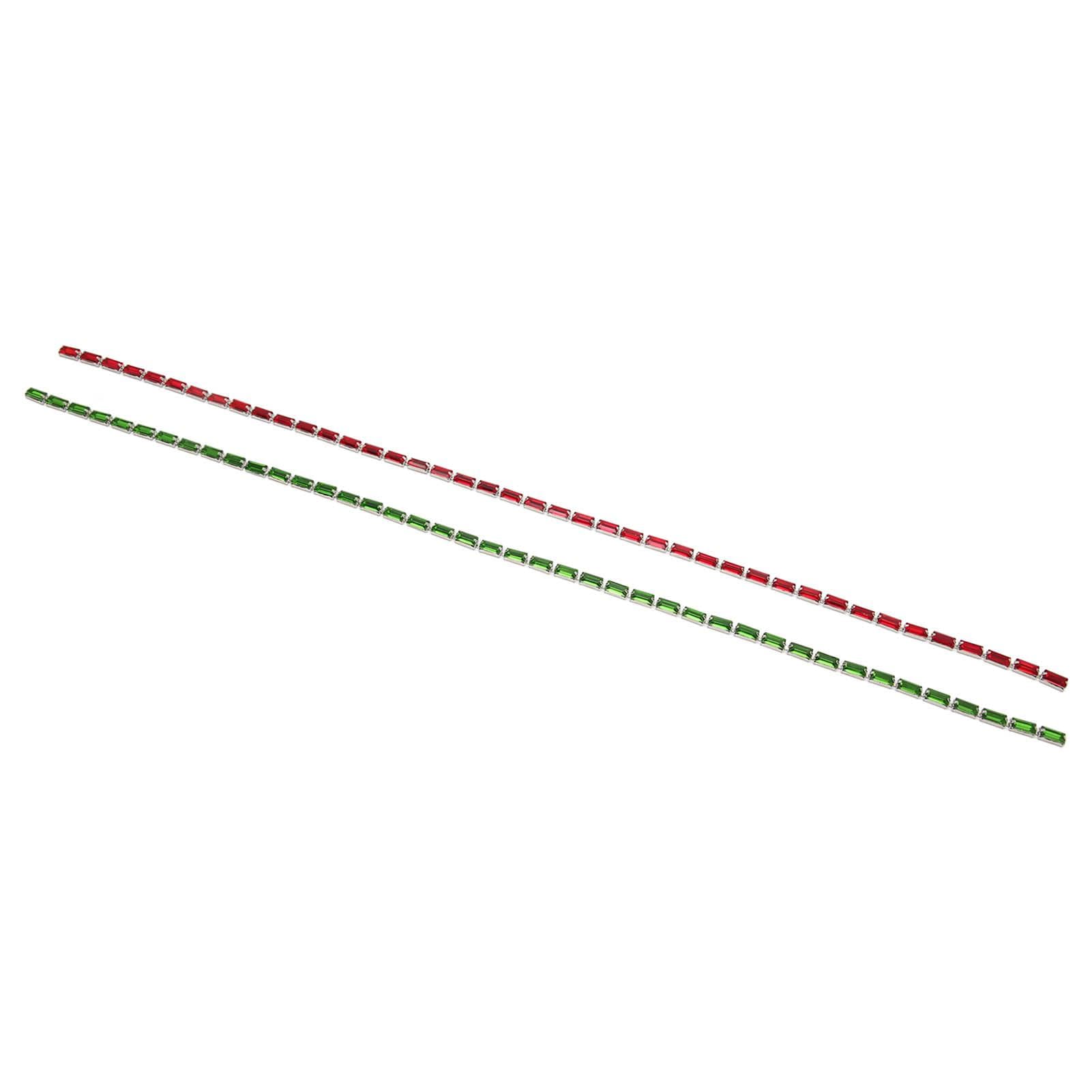 2pcs Rhinestone Claw Chain Each 3.28ft Long Cuttable Red Green DIY Rhinestone Chain Trim for