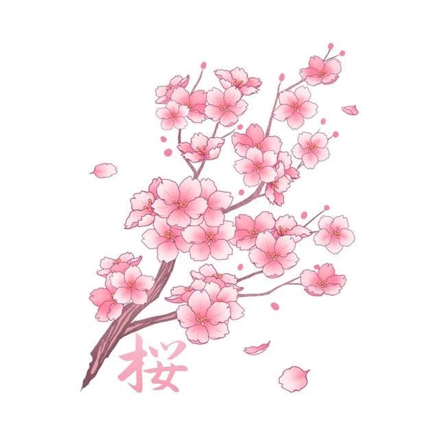 Cherry Blossom Car Stickers Helmet Camper Graffiti Creative Scratch-proof Window Decal F-15cm-Longest Side