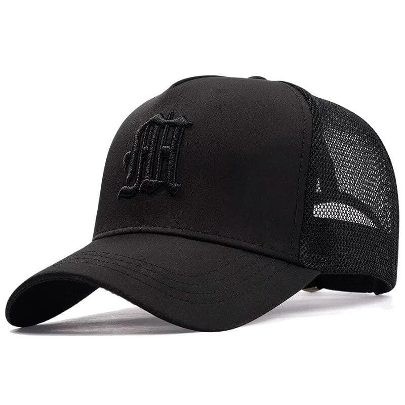 New Hat Men's Summer Thin High Top Baseball Cap Tide Big Head Fence Mesh Breathable Cap Sunscreen Sun Hat Adjustable black