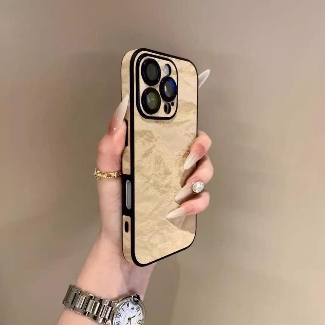 Velvet Snow Mountain Pattern Suitable for IPhone 16 Phone Case Comes with Lens Film Apple 15 Protective Case High-end Feeling iPhone11 khaki