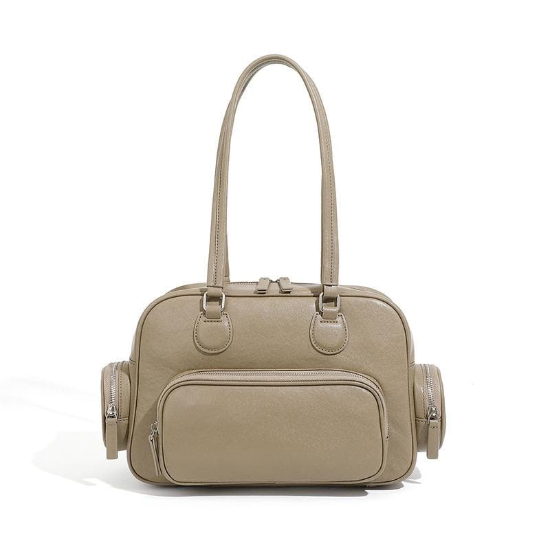 Vintage Solid Color Portable Bowling Bag Women's Spring/summer Commuter Niche Design Underarm Shoulder Bag 31*10*21 gray