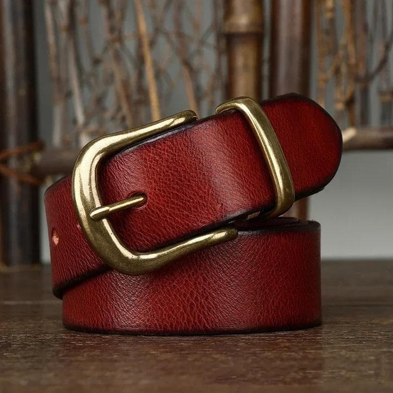3.8CM  Pure Cowhide Genuine Leather for Men High Quality Jeans Brass Buckle Belts Cowboy Waistband Male Fashion Designer Luxury 115CM