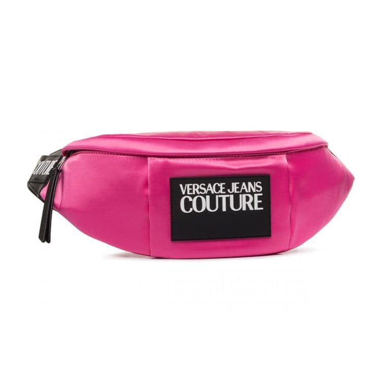 Versace Jeans Couture Logo Print Zipper Closure Fabric Crossbody Waist Bag Women bags Magenta E1VVBBT8-71420-401 Basic Set (Bag+Dust Bag)