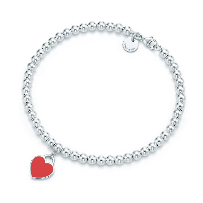 Yibaijia T-Home Love Necklace 925 Sterling Silver Red Heart Enamel Pendant