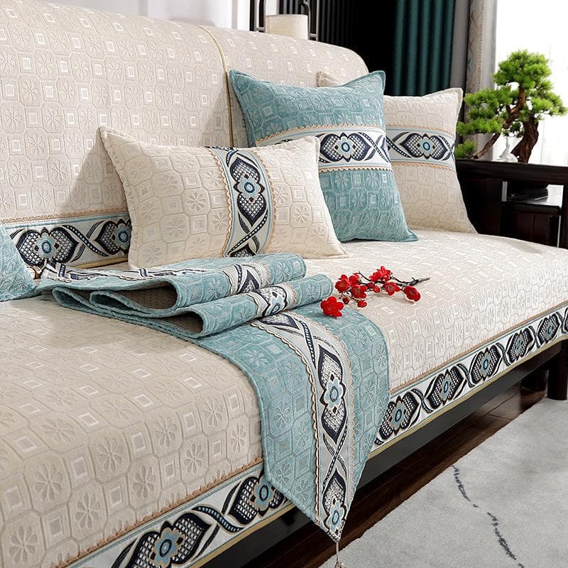 New Chinese Sofa Cover Cushion Four Seasons Universal Chenille Non-slip Simple Modern Chinese jacquard Embroidered Sofa Cushion 70x70cm 1pcs
