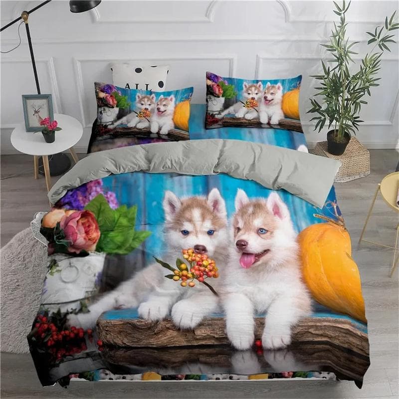 Pomeranian Dog King Queen Duvet Cover Puppy Bedding Set for Teens Adults Pet Animal Colorful Sky 2/3pcs Polyester Quilt Cover 140x200cm