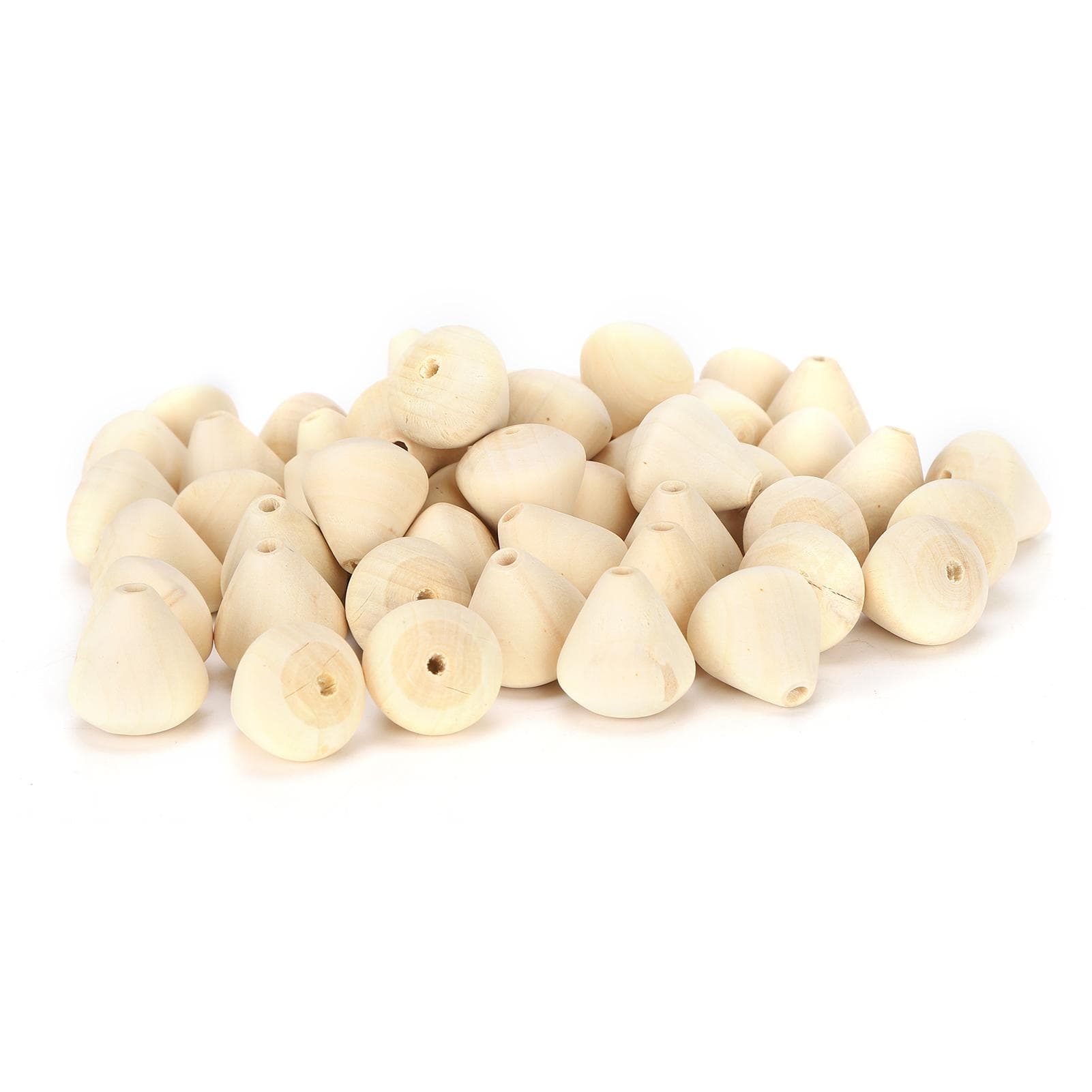 50Pcs Wooden Beads Cone Round Hole Necklace Ball Spacer Decoration DIY Jewelry Supplies