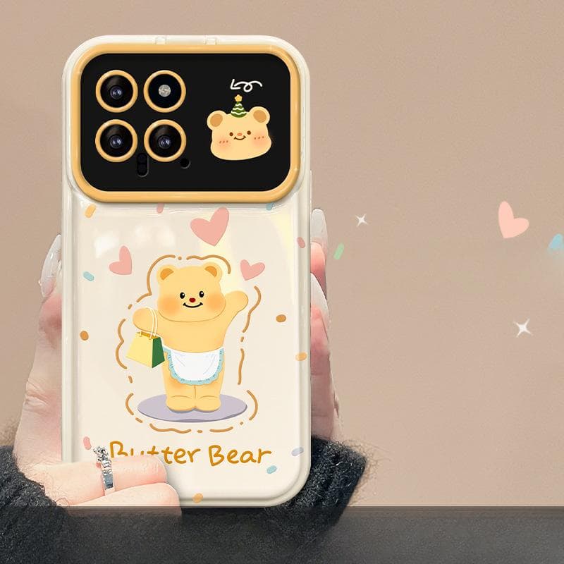 Applicable To OPPOreno11 Mobile Phone Case Vivos17 Love Butter Bear Lanyard Xiaomi 14/13 Flip Mirror RedmiNote 9 Pro