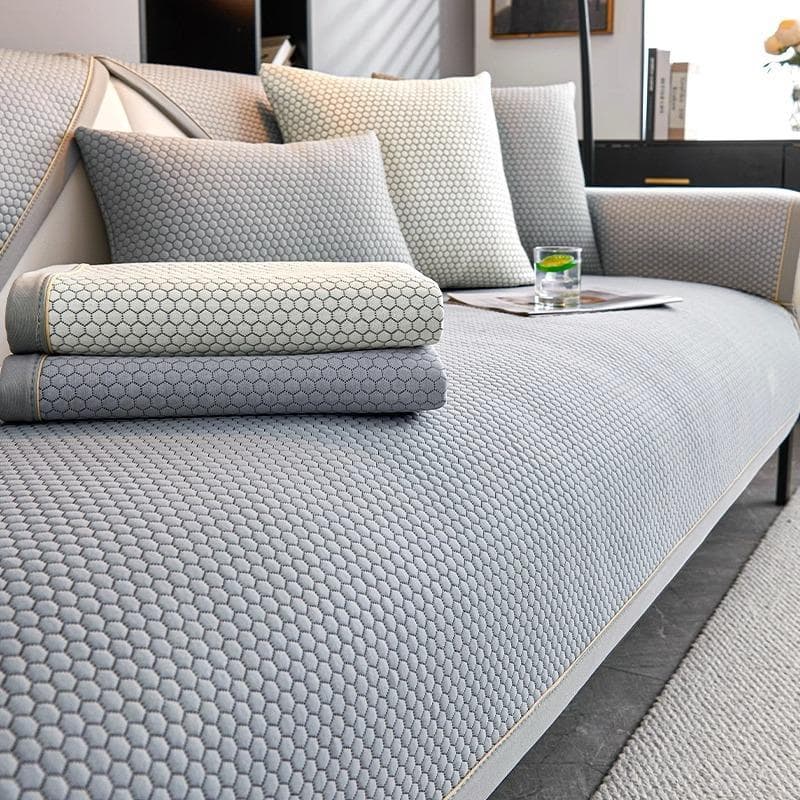Ice Silk Sofa Cover Summer Universal Non-slip Sofa Mat Cool Feeling Cushion Sofa Mat Living Room Light Luxury Couch Slipcovers 70x70cm 1pcs