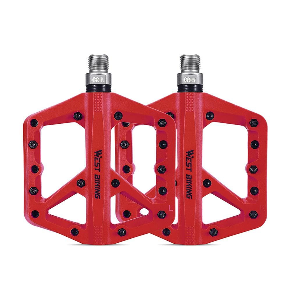 Ultralight Nylon Bicycle Pedals 2 Sealed Bearings Bike Pedals AntiSlip Waterproof Wide Bike Pedals red