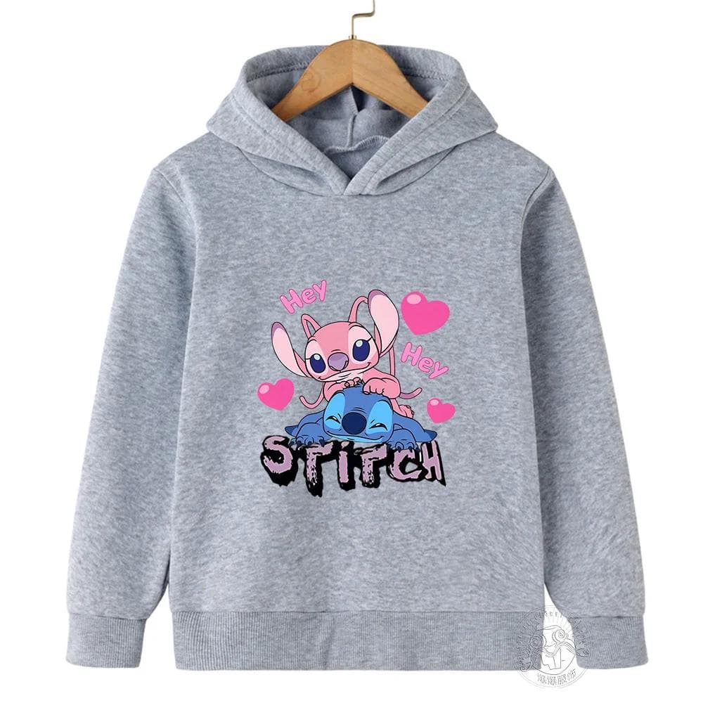 MINISO Stitch Hoodies Street Fashion Sweater for Boys and Girls Children's Sports Pullover Outdoor Sports Hoodie children's clothing 150
