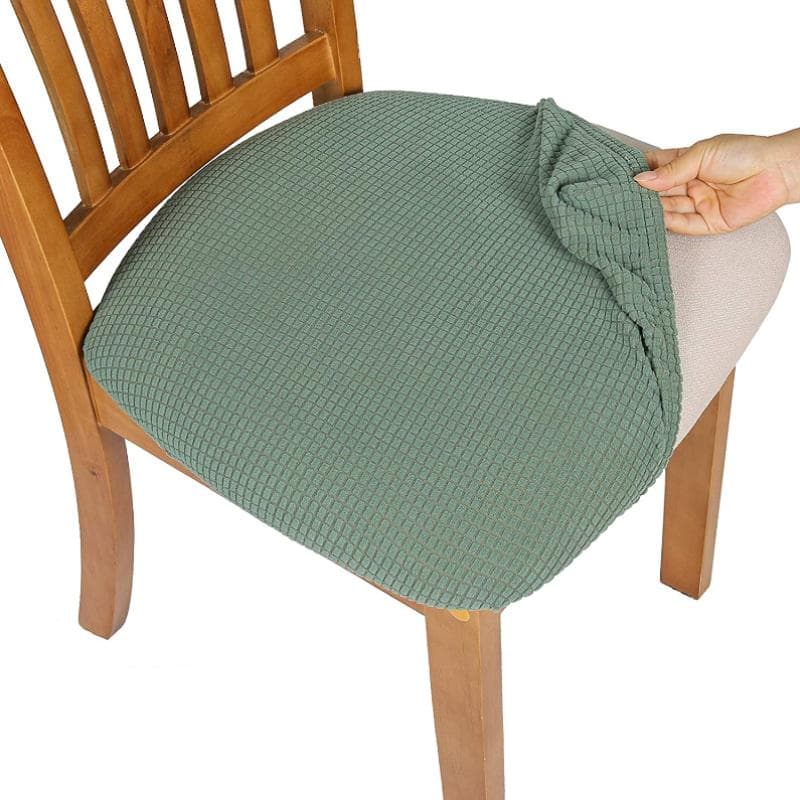 WaterProof Durable Spandex Jacquard Dining Room Chair Seat Covers Removable Washable Upholstered Banquet Chair Cushion Slipcovers cyan