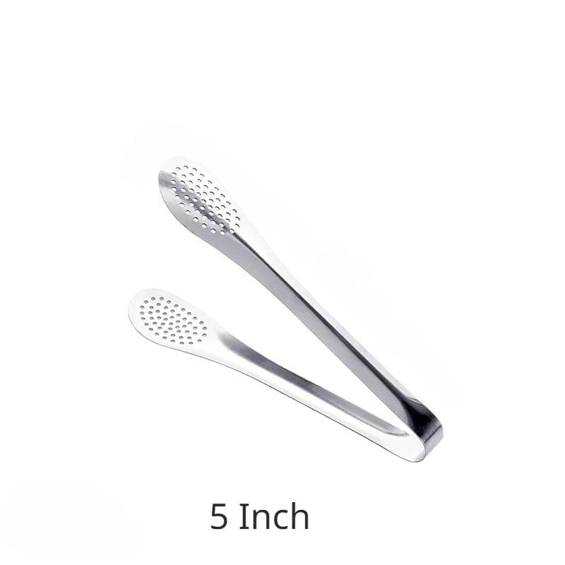Stainless Steel Food Tongs Kitchen Utensils Food Clip Portable for Picnic Barbecue Cooking 5 Inch silver