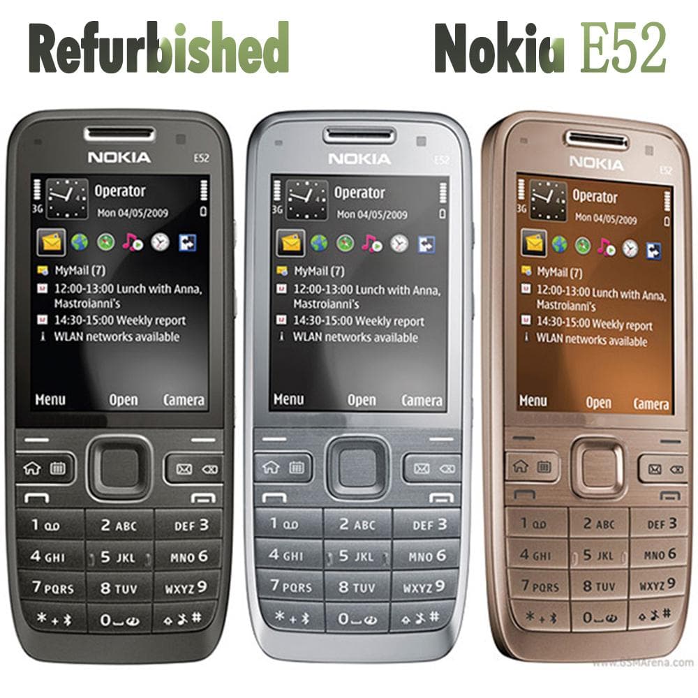 Refurbished Nokia Original Nokia E52 Mobile Phone With 1 SIM 1 Battery 1 Charger gray